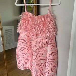 NWT Anthropologie Strapless Feathered Mini Metallic Dress in size XL